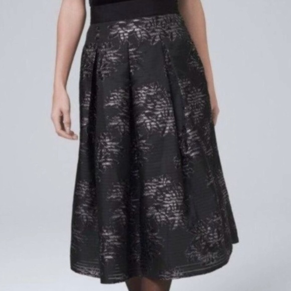 NWOT White House Black Market Metallic Shadow Stripe Full Skirt - Picture 5 of 6